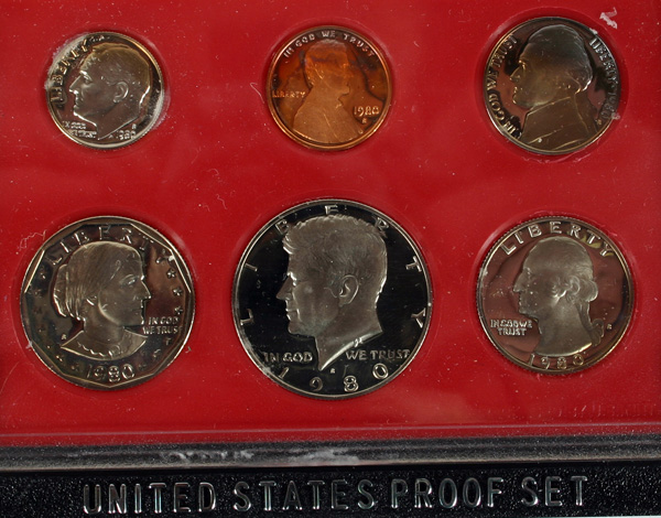 Two 1980 U S Mint Proof Sets w Boxes 4ff40
