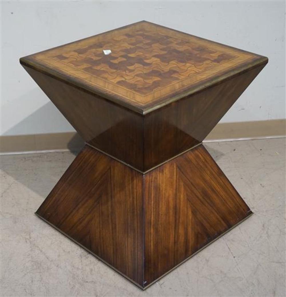 CONTEMPORARY BRASS INLAID FRUITWOOD