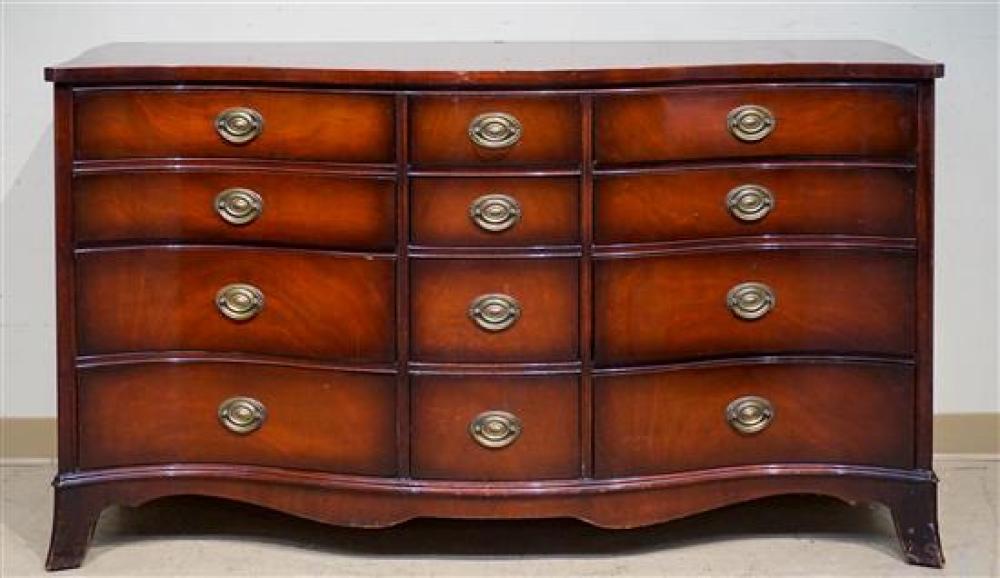 WHITE FURNITURE CO. MAHOGANY SERPENTINE-FRONT