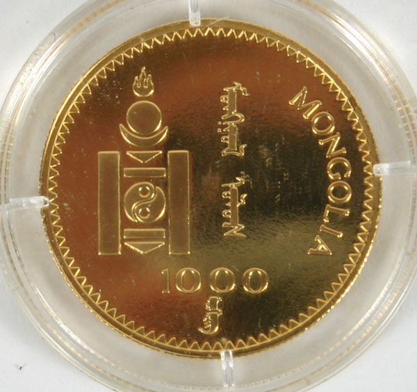 1999 Mongolia Gold 1000 Tugrik 4ff52
