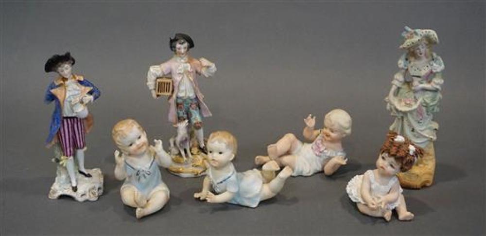 SEVEN BISQUE AND PORCELAIN FIGURINESSeven