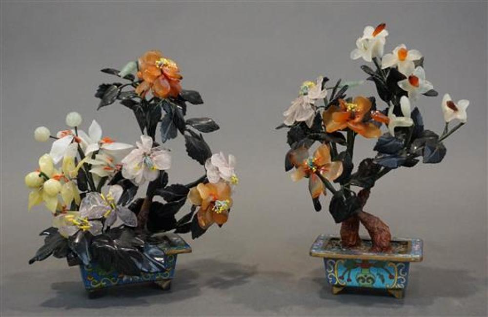 PAIR OF HARDSTONE FLOWERING TREES 31f99e