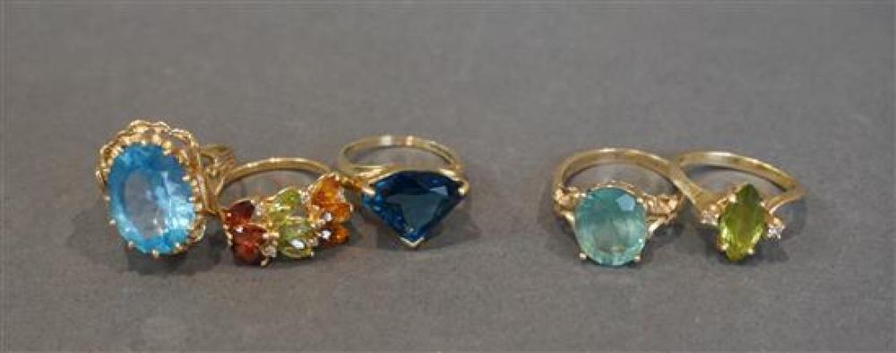 FIVE 14 KARAT YELLOW GOLD AND STONE 31f9b1