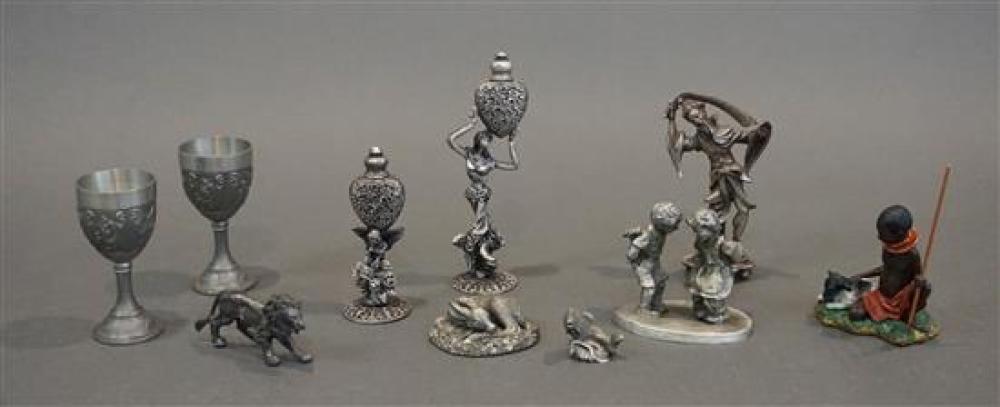 COLLECTION OF TEN PEWTER CABINET