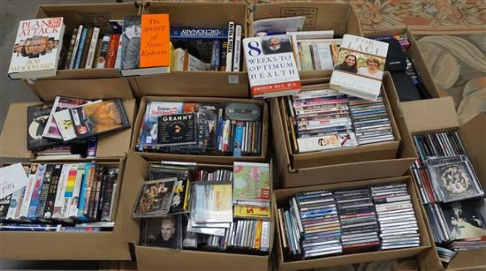 THREE BOXES OF BOOKS AND BOXES