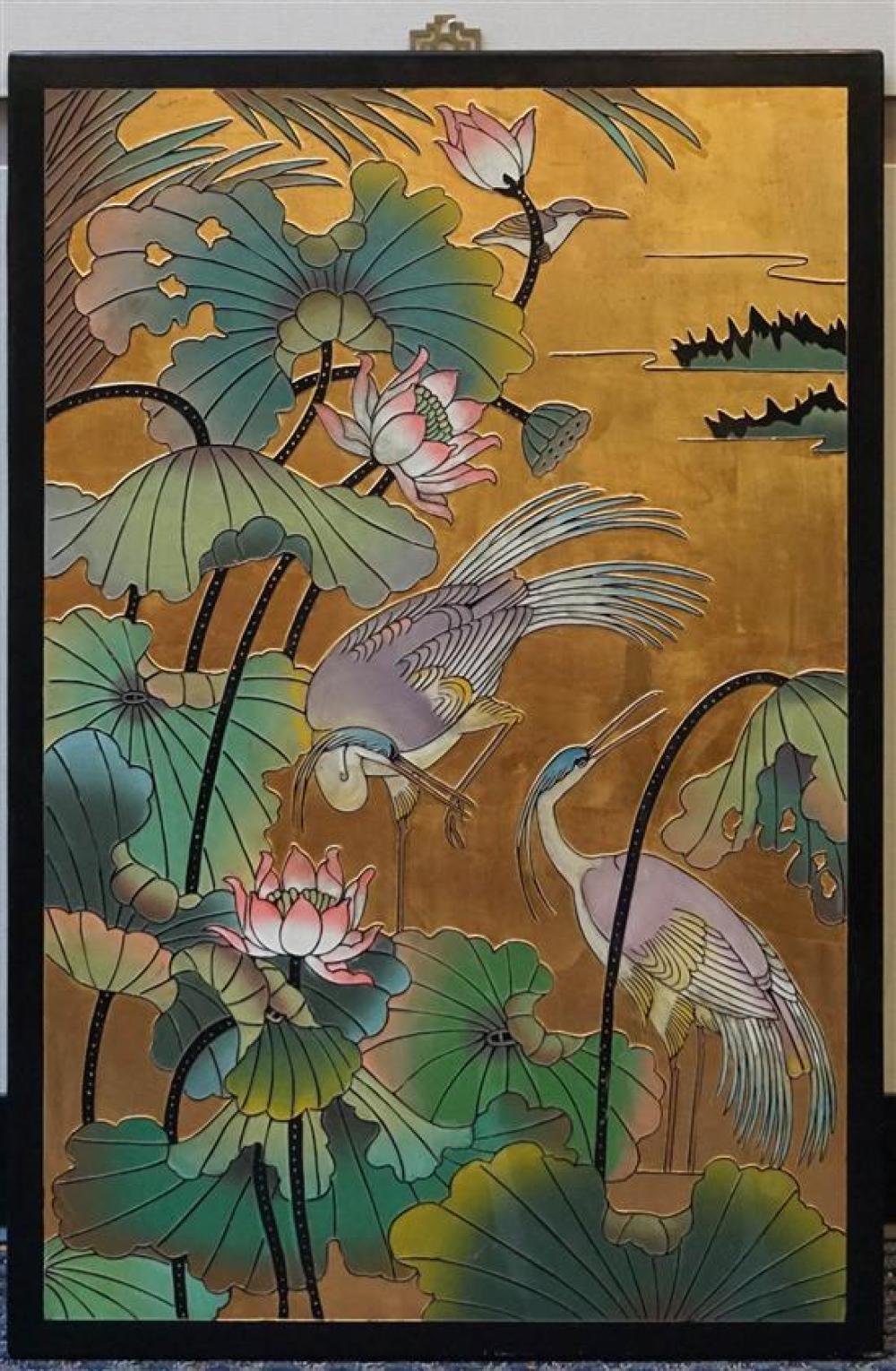 CHINESE POLYCHROME LAQUERED PANEL,