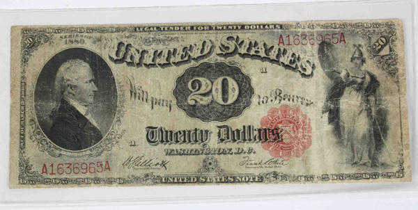 1880 Hamilton Note Red Seal $20