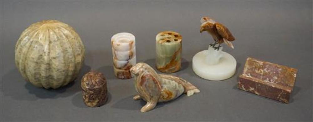 GROUP OF SEVEN ONYX AND HARDSTONE