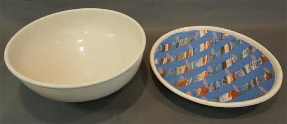 IRONSTONE LARGE BOWL AND A CERAMIC PLATTERIronstone