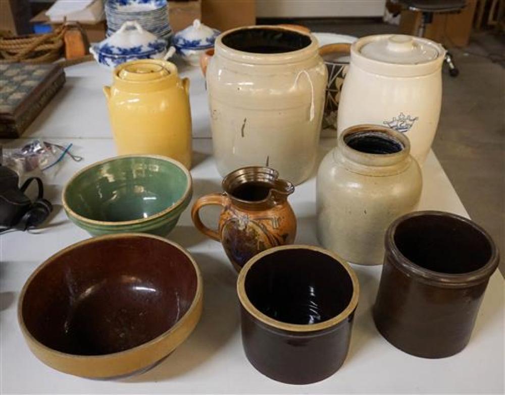 COLLECTION OF NINE ASSORTED STONEWARE