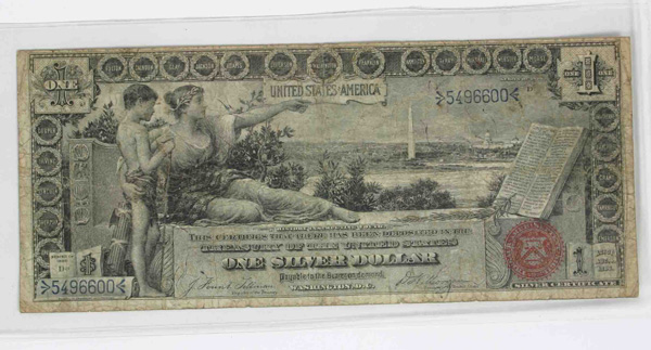 1896 Educational Large Note $1 Silver