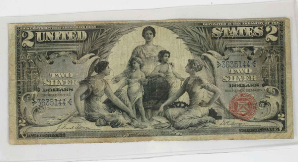 1896 Educational Large Note $2 Silver