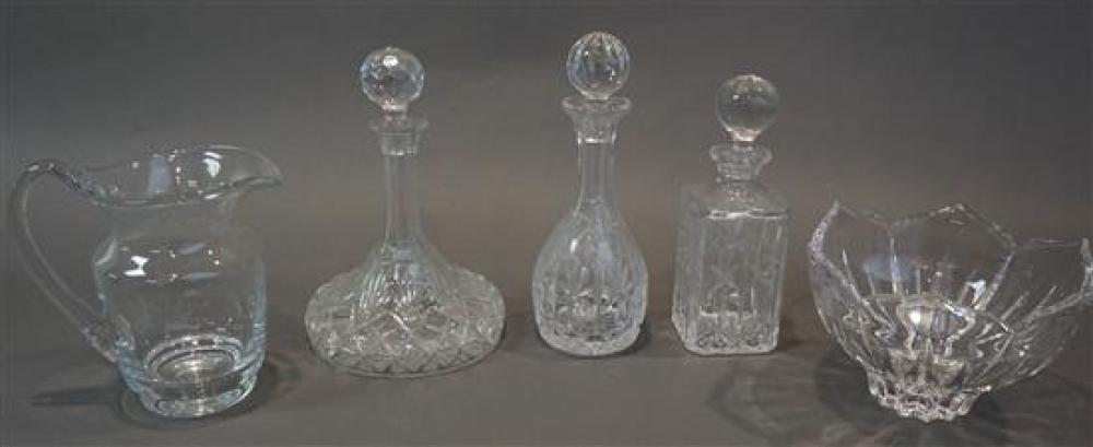 FIVE CRYSTAL TABLE ARTICLES (THREE