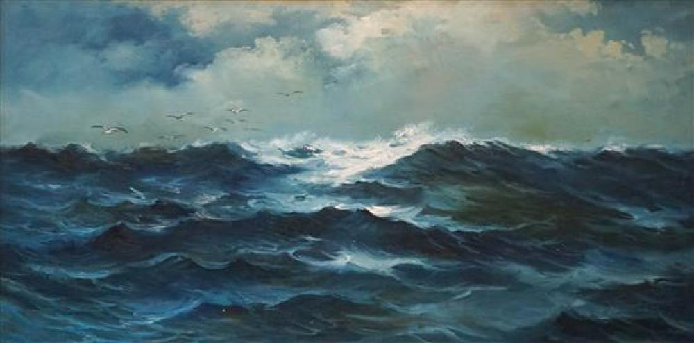 ROUGH SEAS, OIL ON CANVAS, WITH