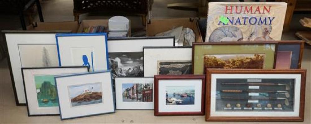TWO BOXES OF ASSORTED FRAMED WORKS