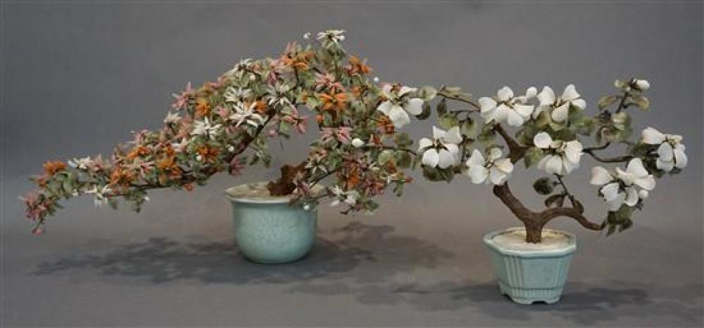 TWO CHINESE PEKING GLASS FLOWERING