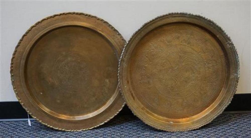 TWO CHINESE BRASS ROUND TRAYS  31fc02