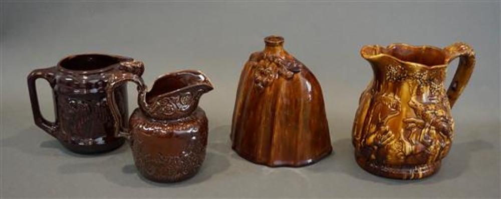 THREE ROCKINGHAM CERAMIC PITCHERS