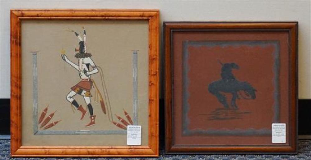 TWO AMERICAN INDIAN SAND PAINTINGS,