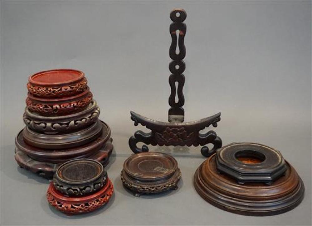 ELEVEN CHINESE ROUND HARDWOOD STANDS