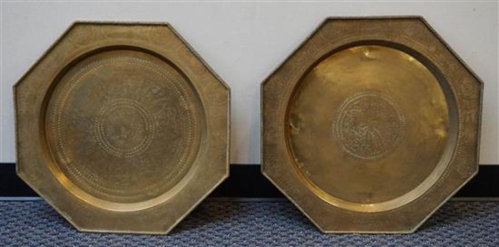 TWO CHINESE BRASS OCTAGONAL TRAYS  31fc6e