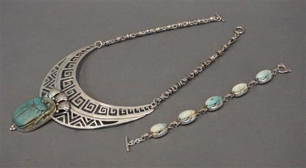 MEXICAN STERLING SILVER SCARAB NECKLACE