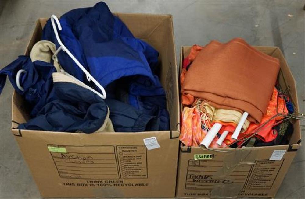 TWO BOXES WITH CLOTHING, INCLUDING