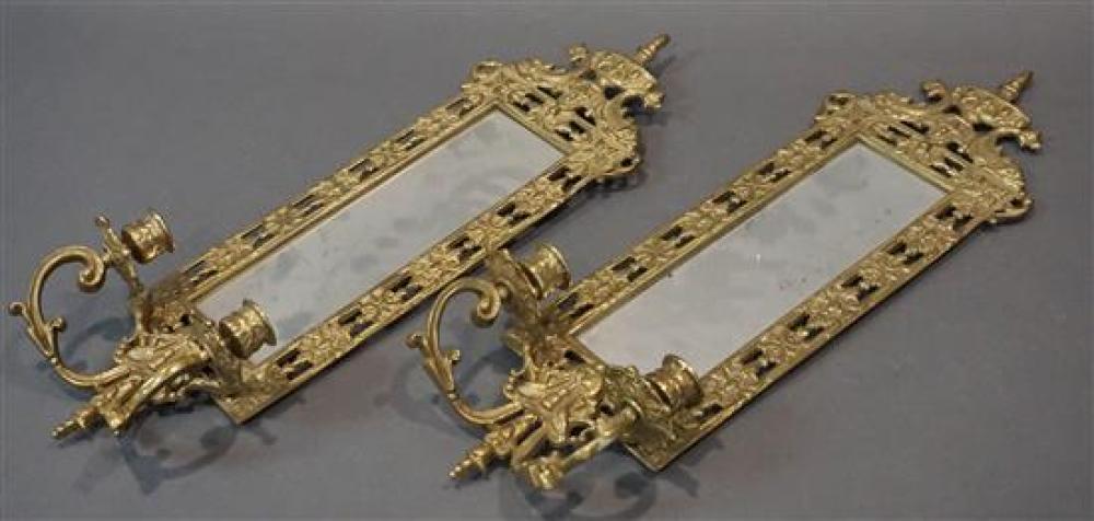 PAIR OF CAST BRASS MIRRORED TWO-LIGHT
