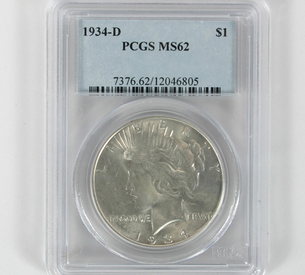 1934 D 1 Silver Peace Dollar PCGS 4ffbe