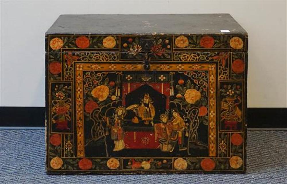 ASIAN POLYCHROME DECORATED FRUITWOOD