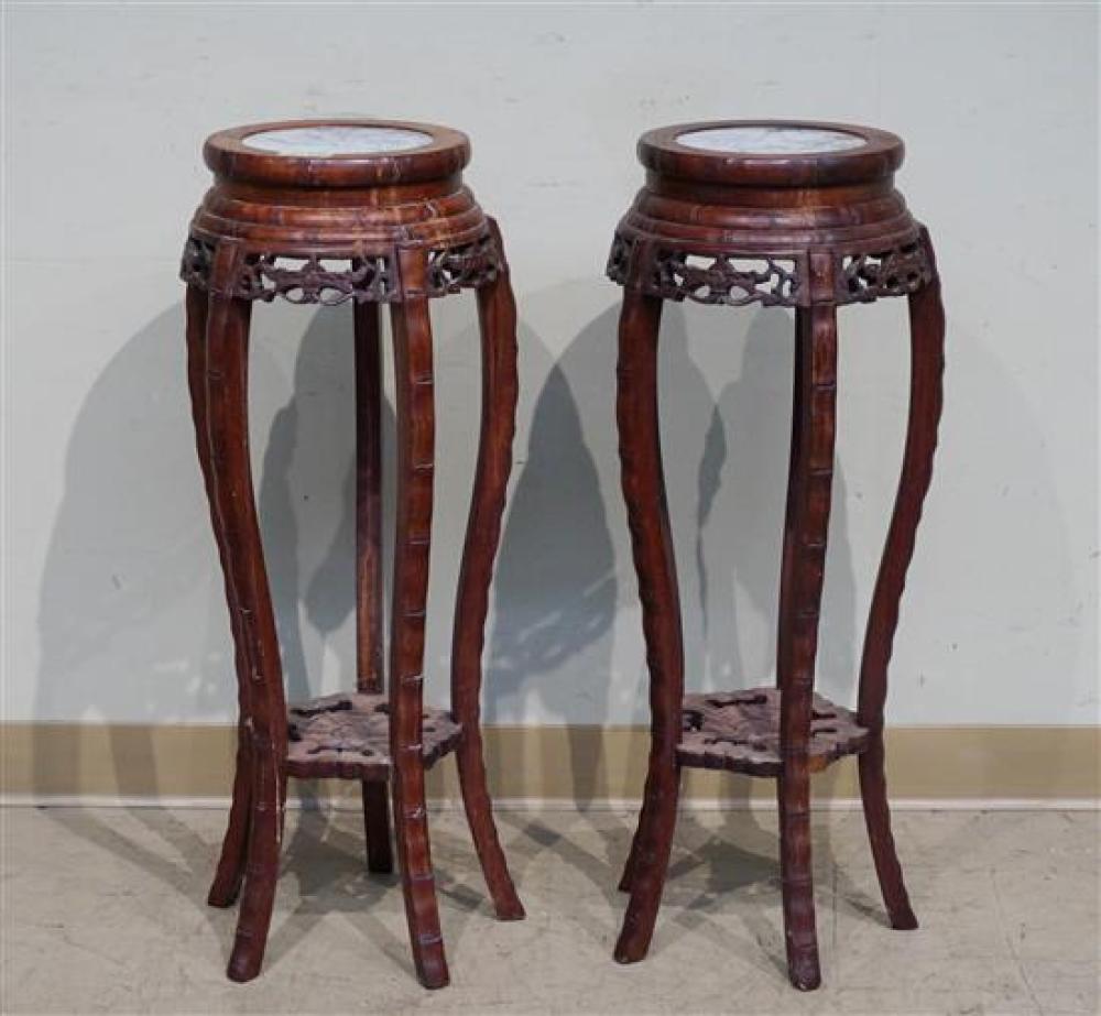 PAIR OF CHINESE MARBLE INSET HARDWOOD 31fd85