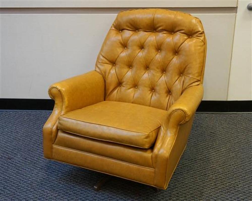 GOLD VINYL UPHOLSTERED SWIVEL LOUNGE