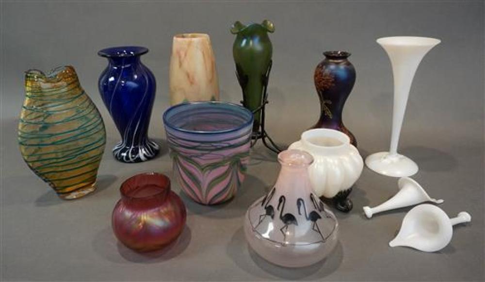 COLLECTION OF TEN ART GLASS VASES  31fdc9