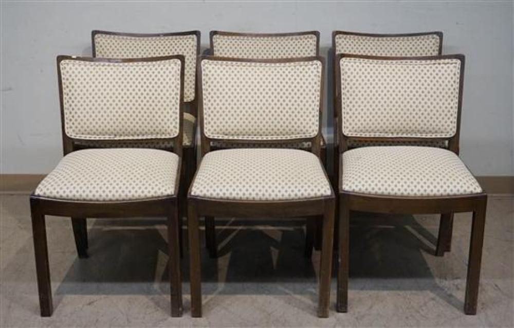 SIX CONTEMPORARY FRUITWOOD UPHOLSTERED 31fe59