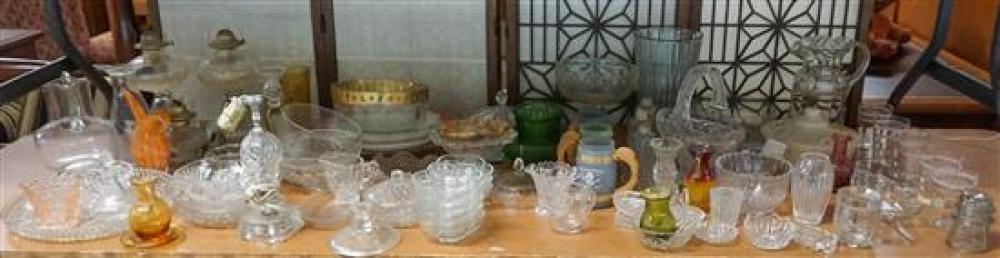 GROUP WITH GLASS OIL LAMPS (ELECTRIFIED),