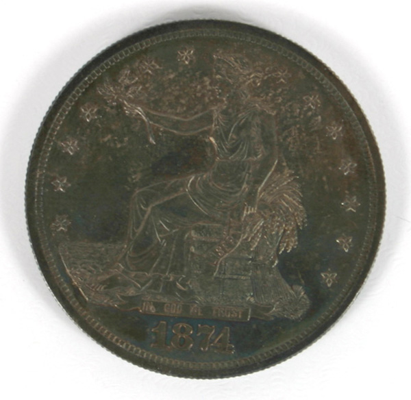 1874 Proof Trade Dollar UNC Toned 4ffe5