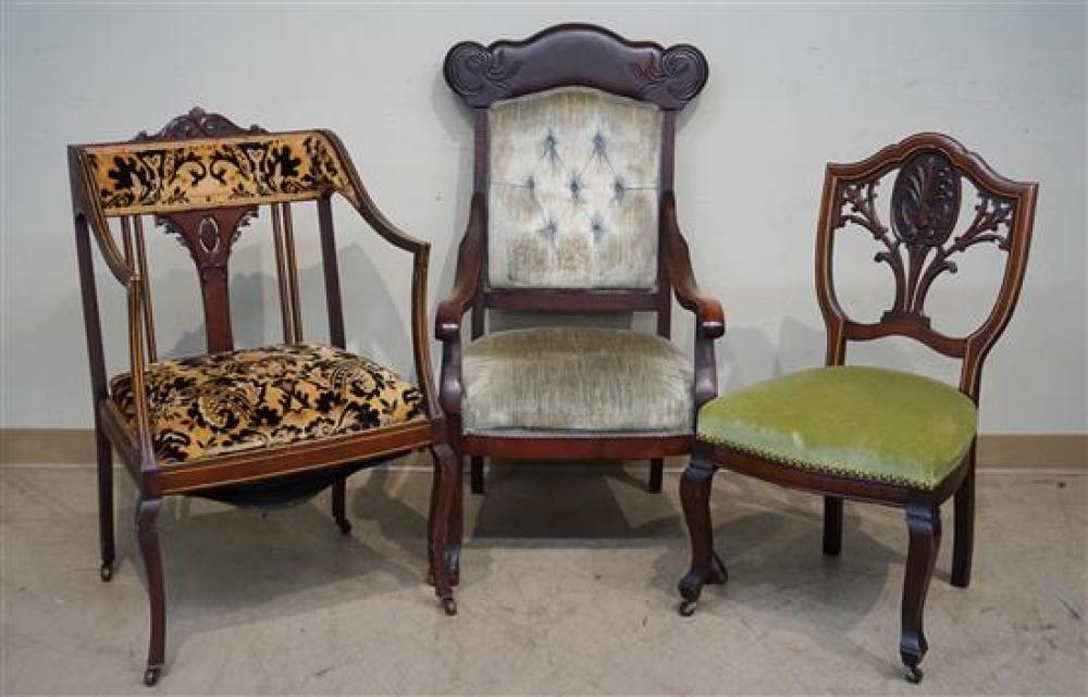 THREE ASSORTED EDWARDIAN CHAIRSThree 31fef4