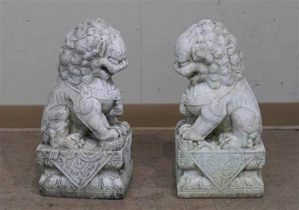 PAIR OF CARVED MARBLE FOO LIONS  31ff04