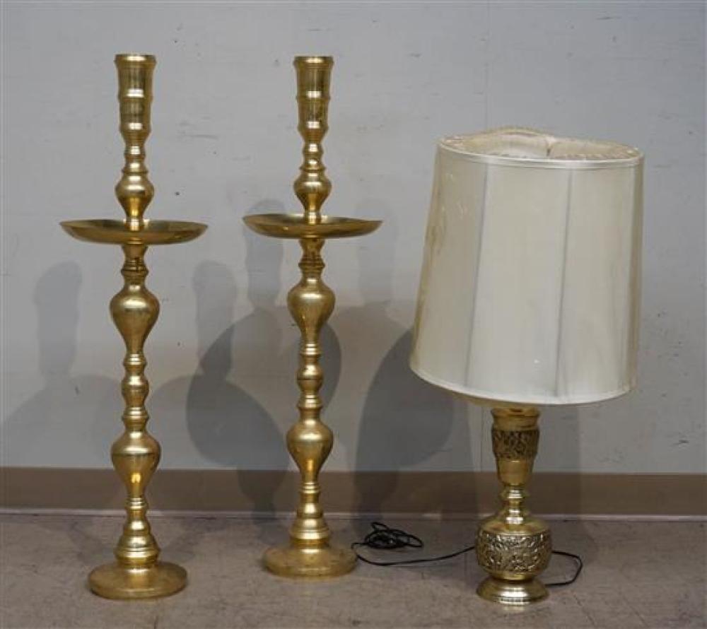 PAIR OF INDIAN BRASS TEMPLE CANDLEHOLDERS 31ff21