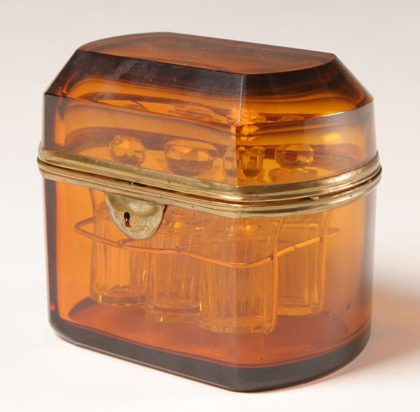 Amber cut glass toiletries lock box