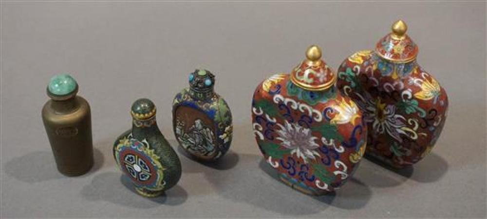 FIVE CHINESE CLOISONNé, ENAMELED