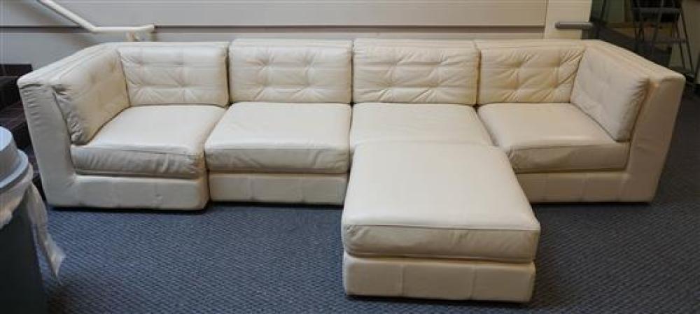 ITALIAN WHITE LEATHER FIVE-SECTIONAL