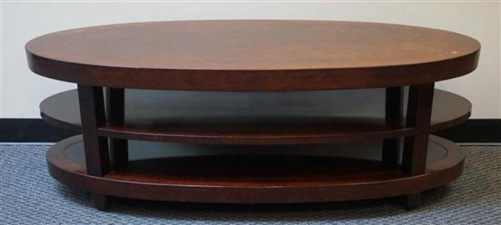 CONTEMPORARY MAHOGANY OVAL THREE-TIER