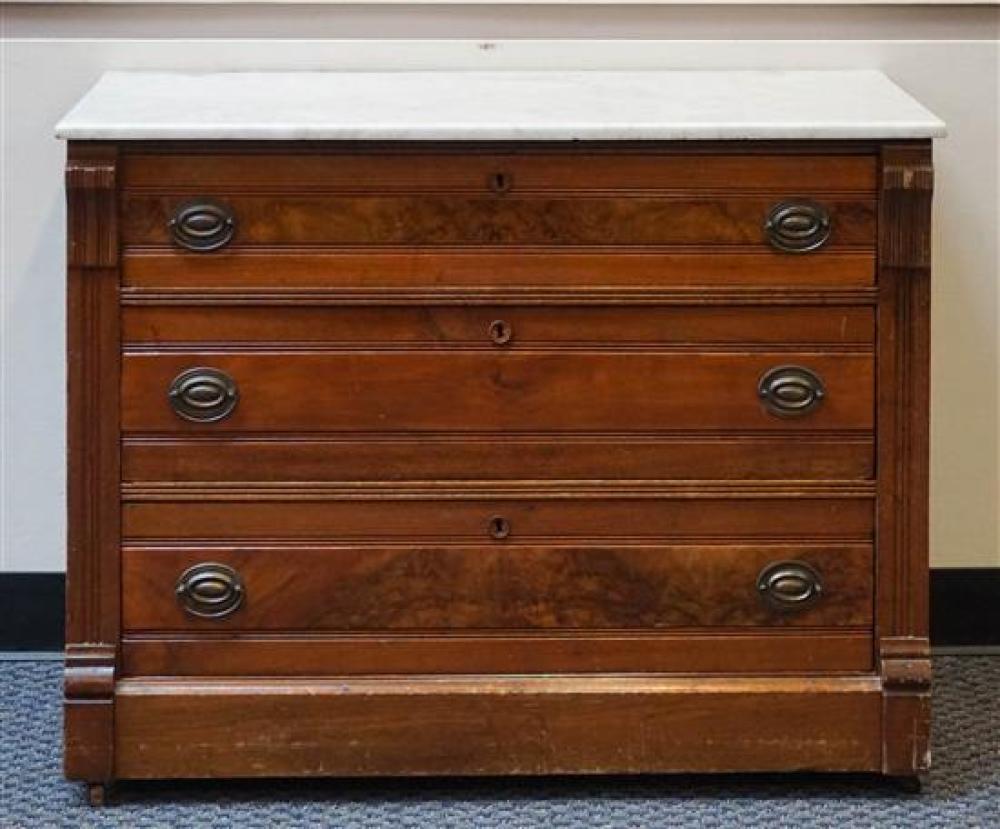 VICTORIAN WALNUT MARBLE TOP DRESSERVictorian