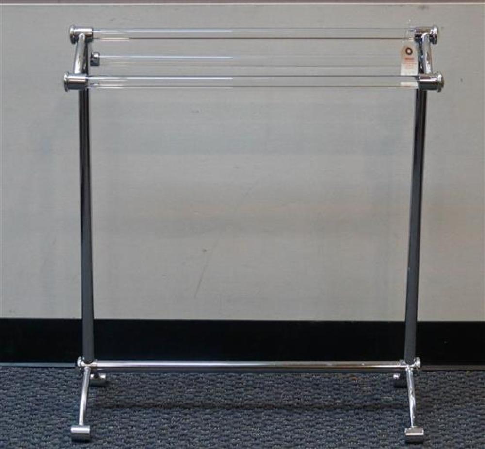 LUCITE AND CHROME TOWEL RACKLucite