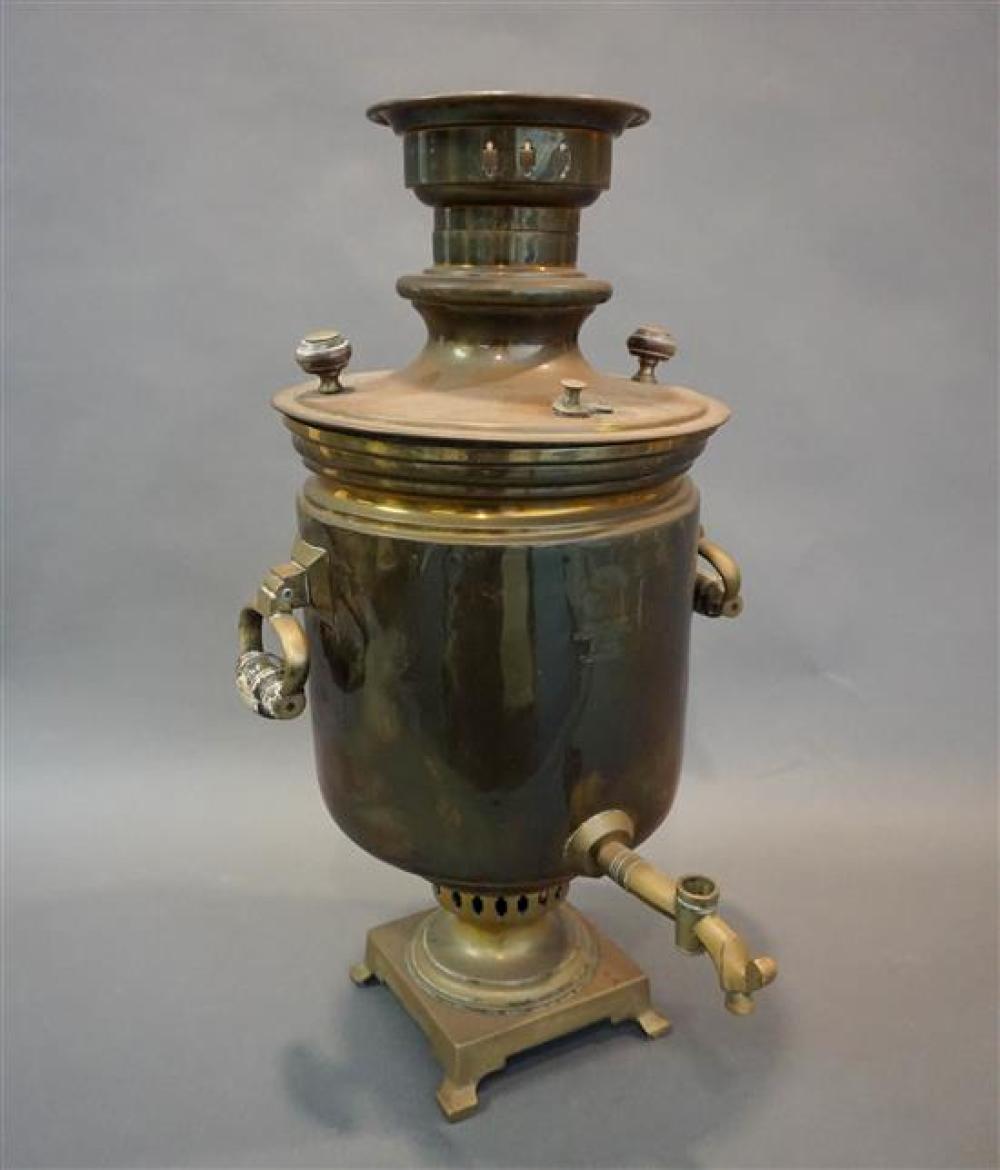 RUSSIAN BRASS SAMOVAR, STAMPED,