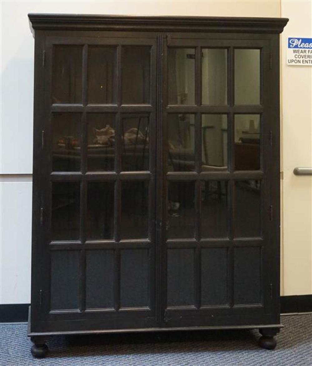 STAINED FRUITWOOD DOUBLE DOOR BOOKCASEStained