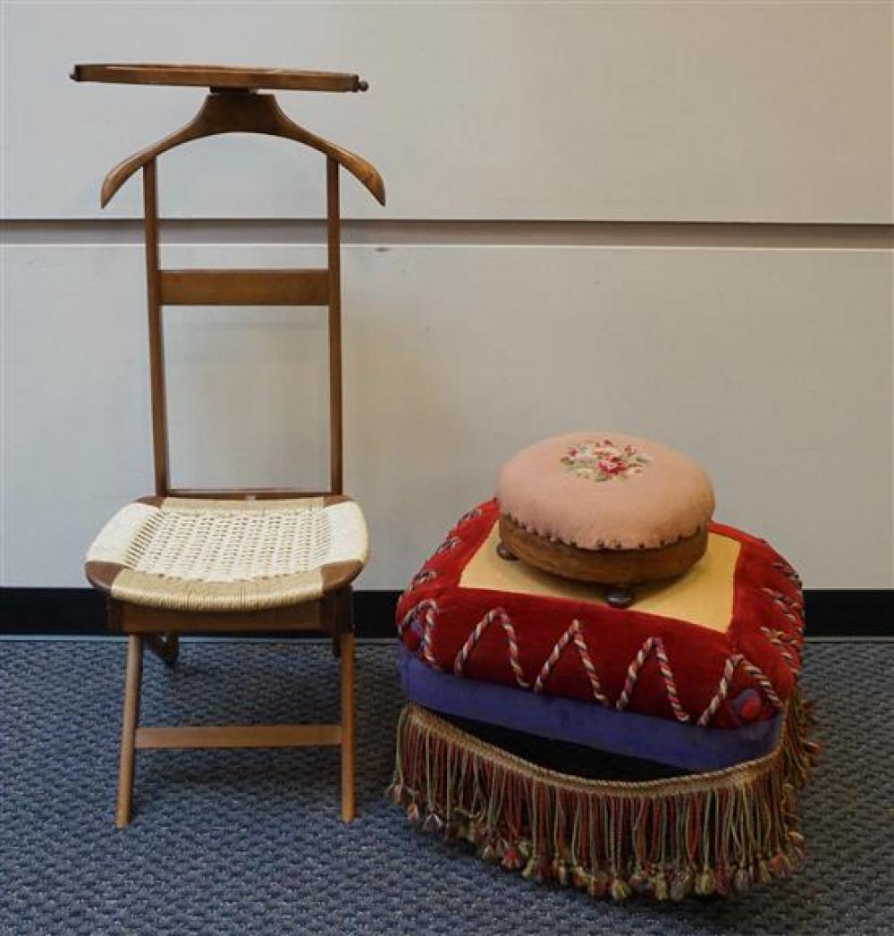 FRUITWOOD VALET STAND AND TWO VICTORIAN