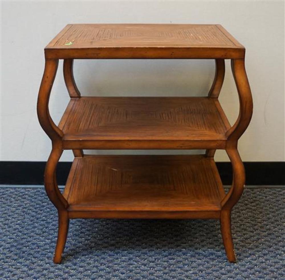 FRUITWOOD THREE-TIER SIDE TABLEFruitwood