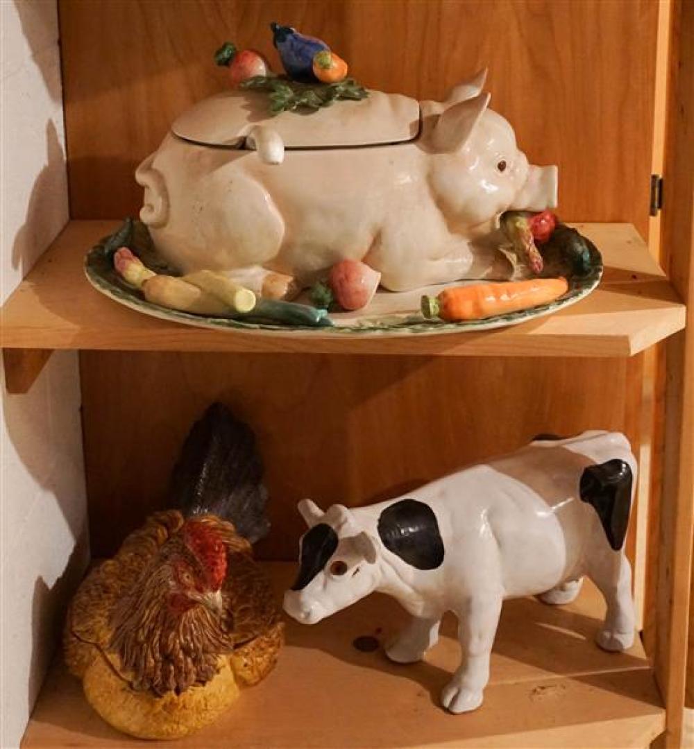GROUP OF PIG AND TURKEY TUREENS,